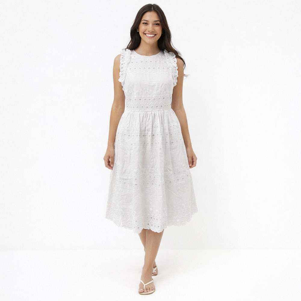 Kate Spade Womens Dress Size 6 White Eyelet Bridal Shower Cocktail Party Preppy